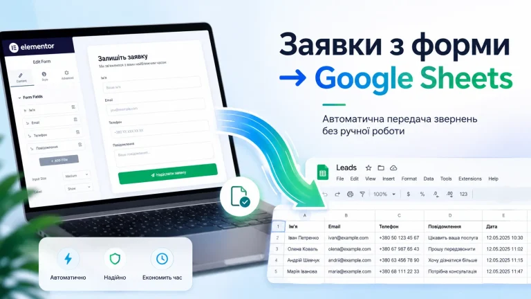 Плагін для передачі заявок з Elementor Forms у Google Sheets