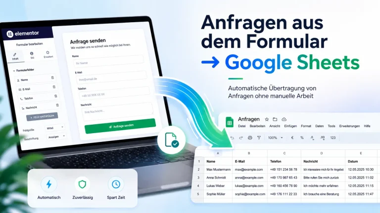 Plugin zur Übertragung von Elementor Forms-Anfragen an Google Sheets